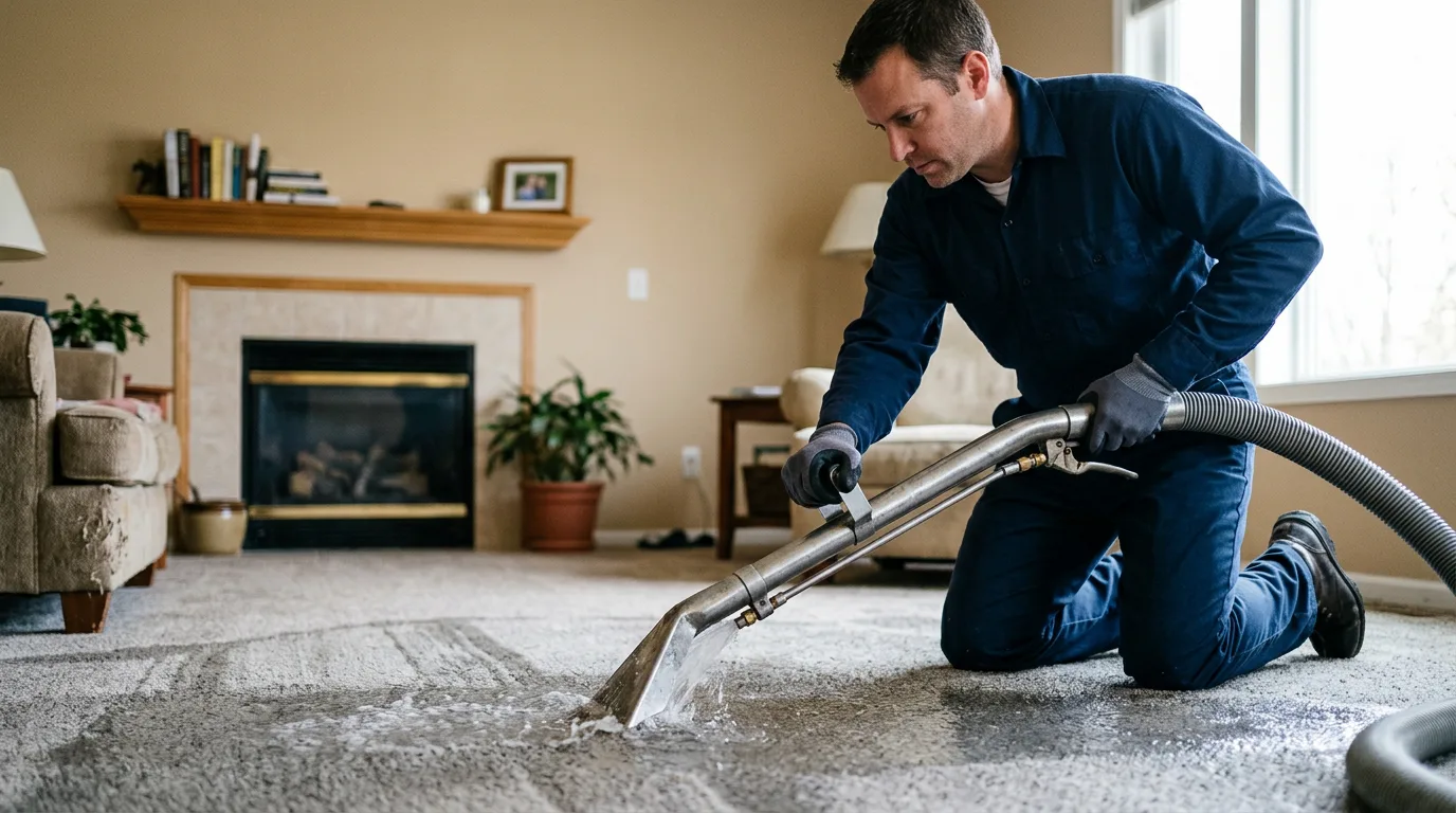 Water damage restoration technician working near Livermore, IA